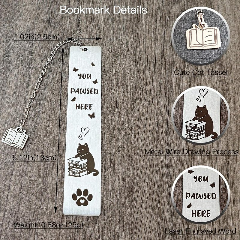Cat Metal Bookmark - Cute Durable Bookmark for Book Lovers | Perfect Gift for Cat Lovers (Black Cat)