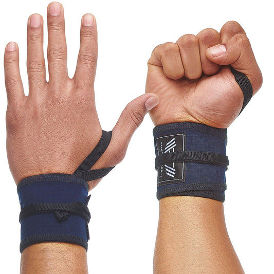 WARM BODY COLD MIND - Premium Cotton Weight Lifting Wrist Wraps for Cross Training, Powerlifting, Deadlift, Weightlifting, Gym, Wrist Straps, Workout, Fitness, Heavy-Duty Suppor (Navy Blue)