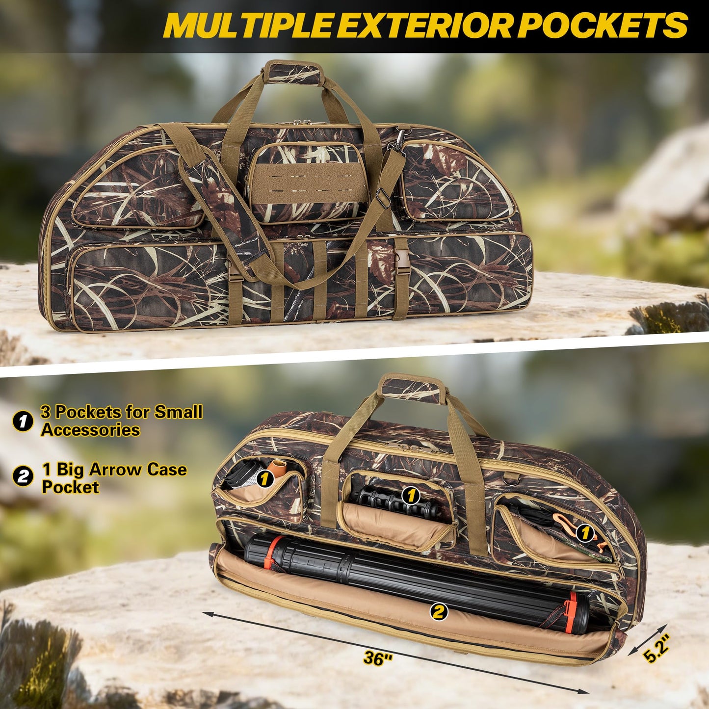 Smasrob Soft Bow Case, Compound Bow Bag with Arrow Pocket, Camouflage