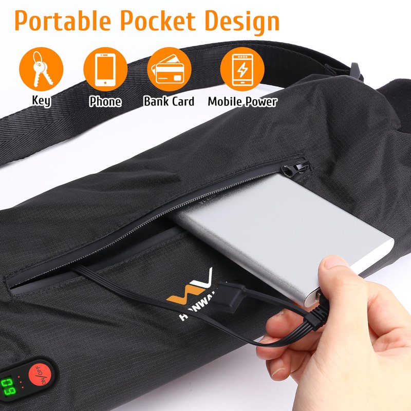 Electric Heated Hand Warmer Pouch Real-Time Temperature Display (No Built-in Battery) – Double-Sided Heating, Portable USB Hand Muff for Men & Women – Football, Hunting, Fishing, Camping & Golf