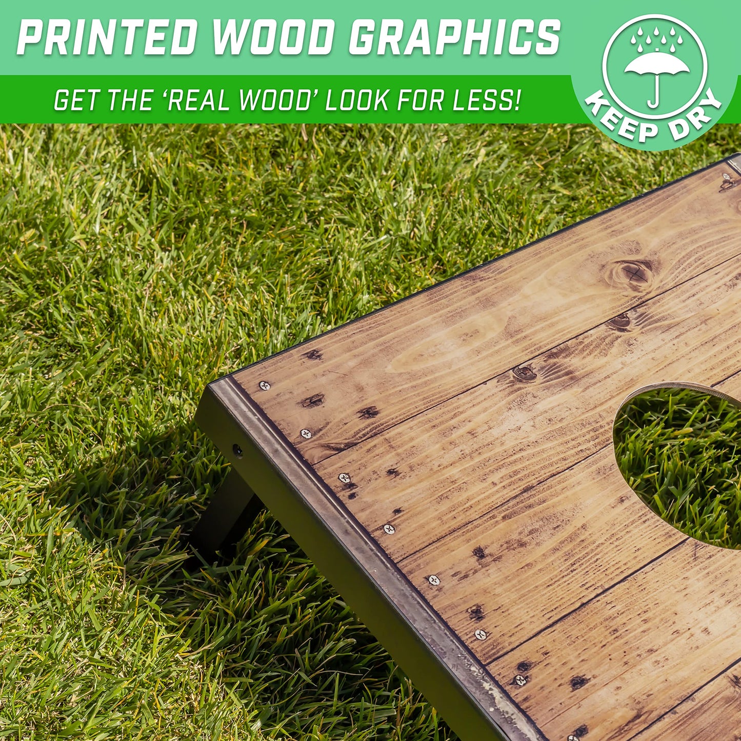 GoSports 3 x 2 ft Rustic Design Cornhole Game Set - Includes Two 3 x 2 ft Boards, 8 Bean Bags, and Carry Case