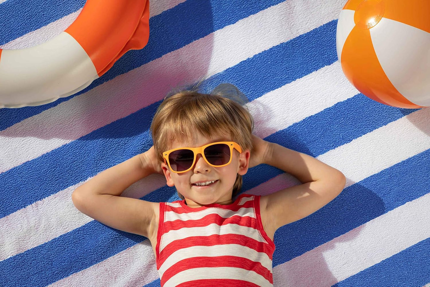 Oversized Cabana Beach Towels - Pack of 4 Cotton 30x60 Inches | Modern Striped Design in Blue