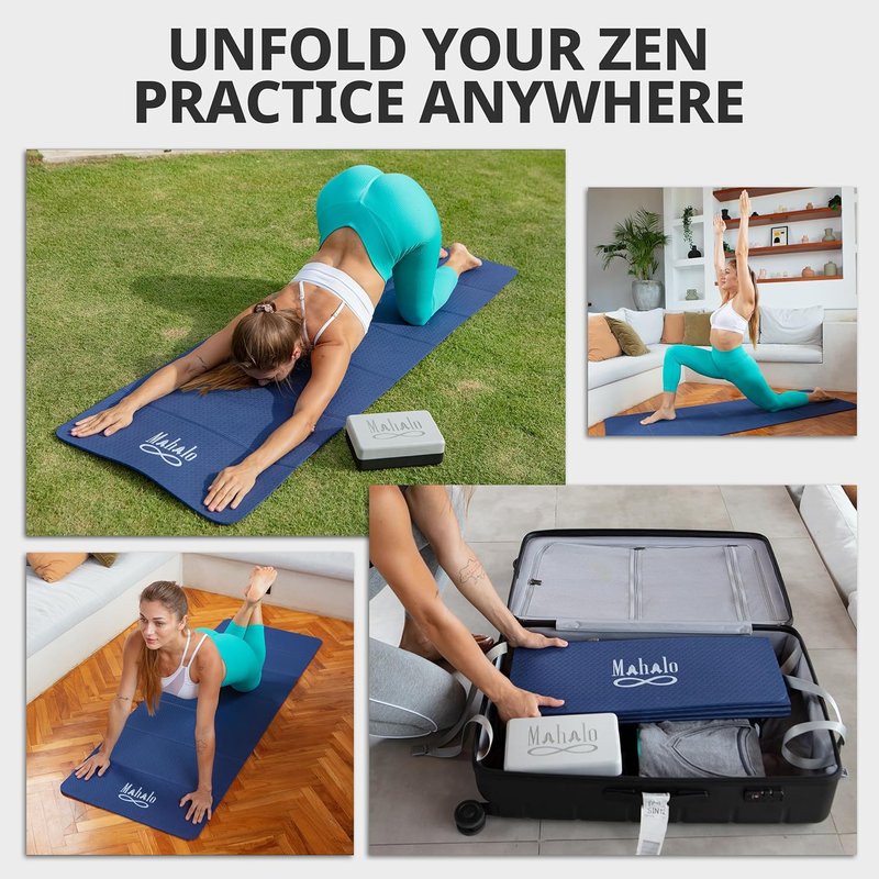 Foldable Yoga Mat - 6mm Anti-Slip Exercise Mat with Carry Bag | Perfect for Yoga, Pilates, Home Workouts