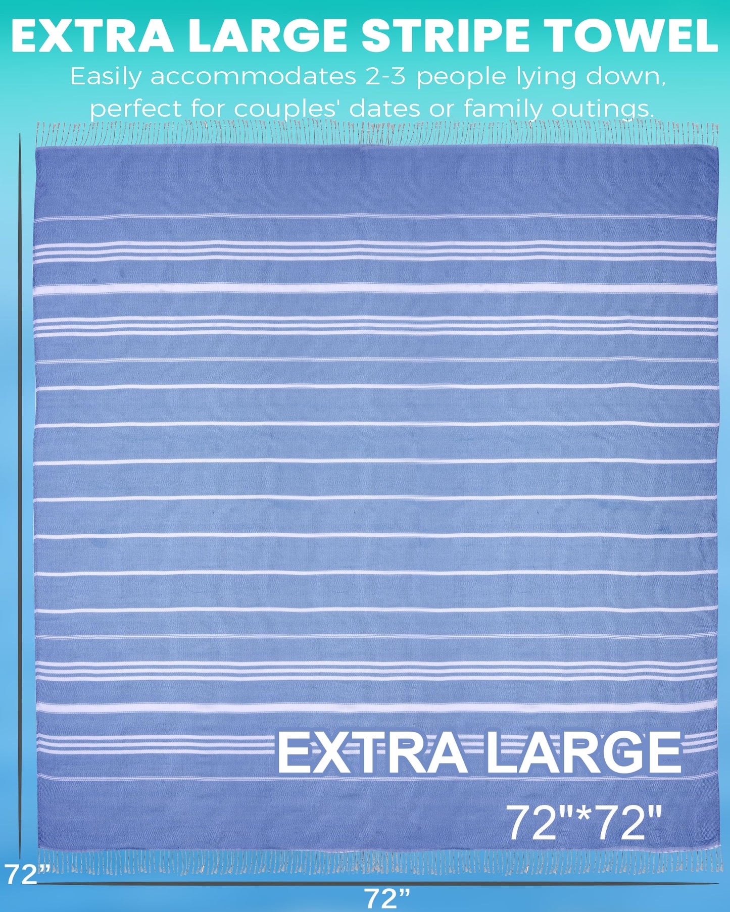 Antfuny 2 Packs Turkish Beach Towel Jumbo Extra Large XL XXL Big Oversized Giant Huge Thin Outdoor Picnic Accessories Travel Essentials for Family Camping Gears Must Haves Yard Mat Navy