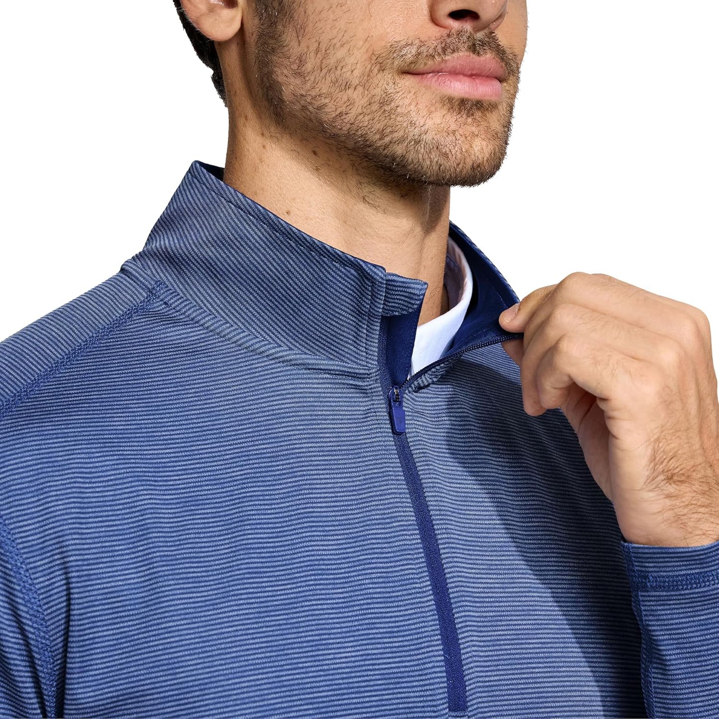Men's Performance Quarter Zip Pullover - Dry Fit Stripe Mock Neck Golf Sweatshirt | Comfortable Midlayer