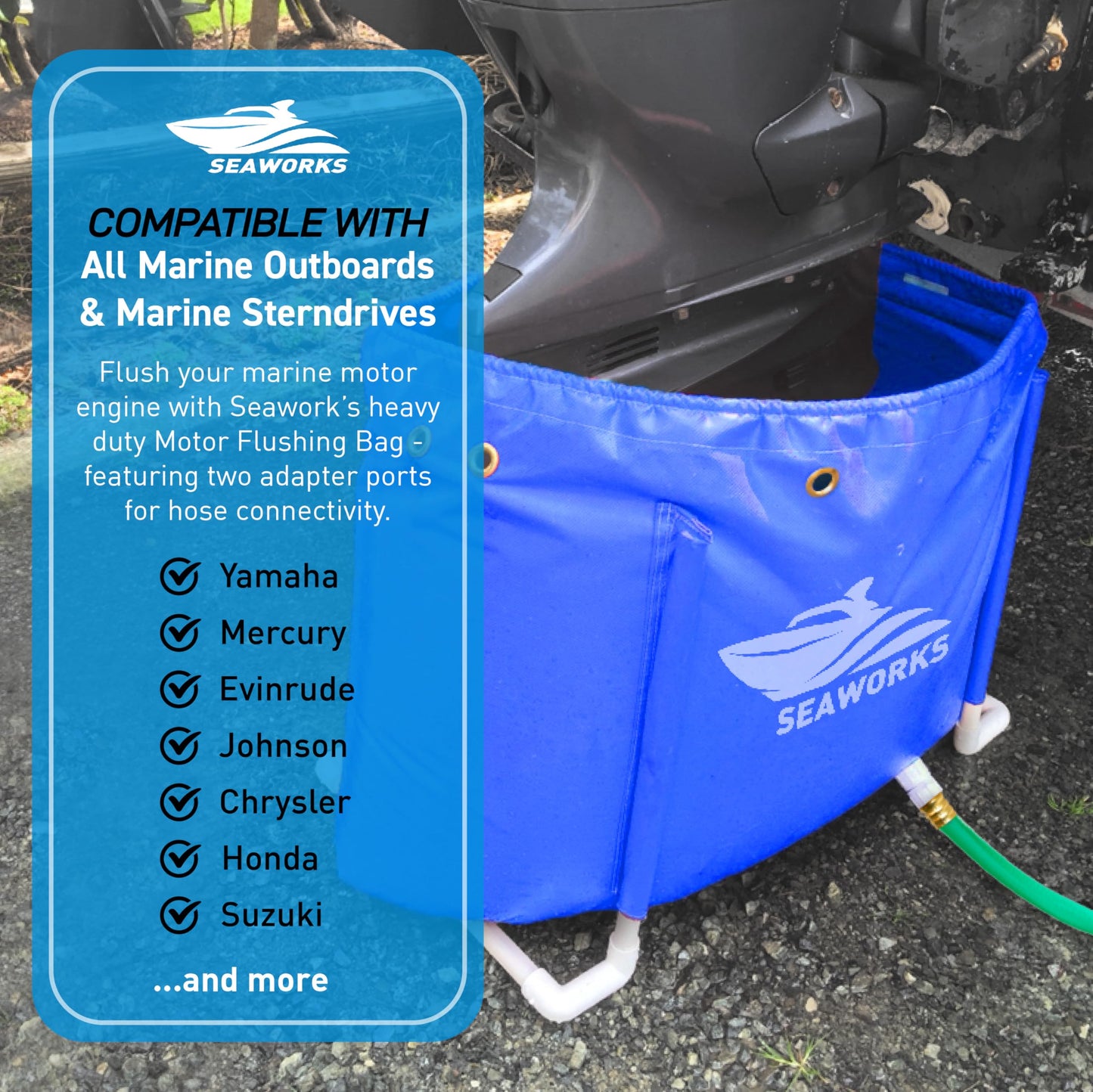 Seaworks Outboard Motor Flushing Bag for Marine Engines & Sterndrives