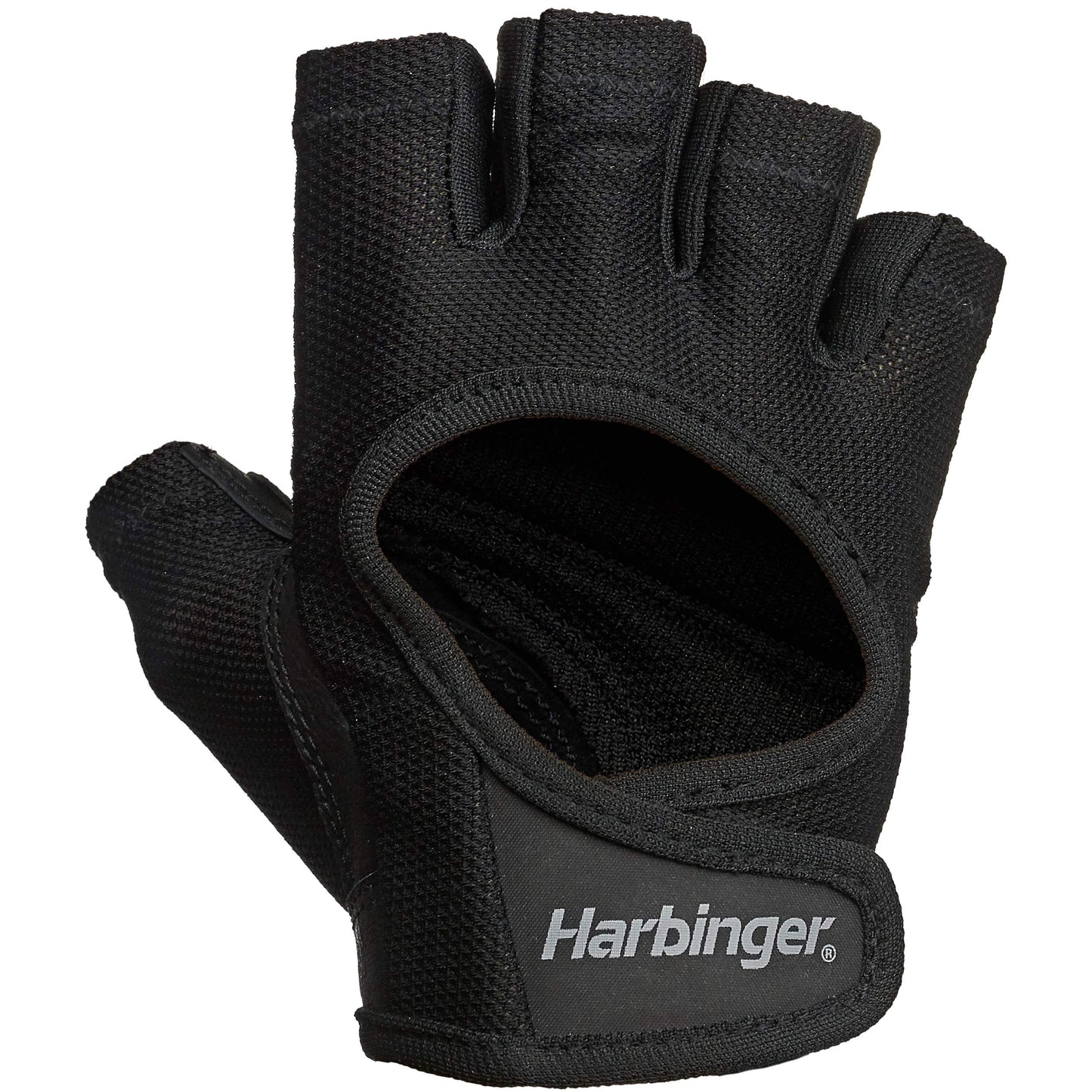 Harbinger Power Gloves, Women’s (Black) - Double-Stitched, Genuine Leather Padded Palm & Reinforced Seams - Easy On/Off Wrist & Finger Pull Tabs - Adjustable Closure - Half-Finger, Breathable Design