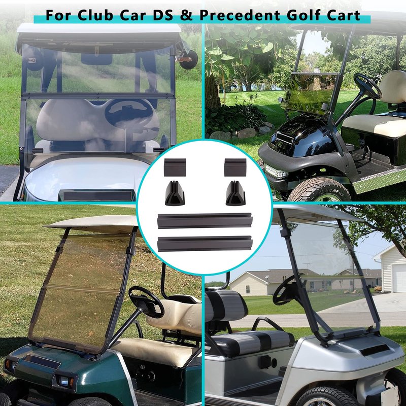 10L0L Golf Cart Windshield Mounting Kit for Club Car DS & Precedent - Includes Windshield Sash & Bottom Clips (12.6"), Retaining Clips for 1" x 1" Tube - OEM#101444101, 102005801