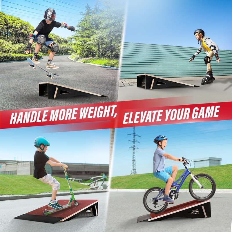 Yes4All Single-Piece Skateboard Ramp, Bike Ramp, Skate Ramp - Design for Beginners, More Durable, Capacity 220Lbs