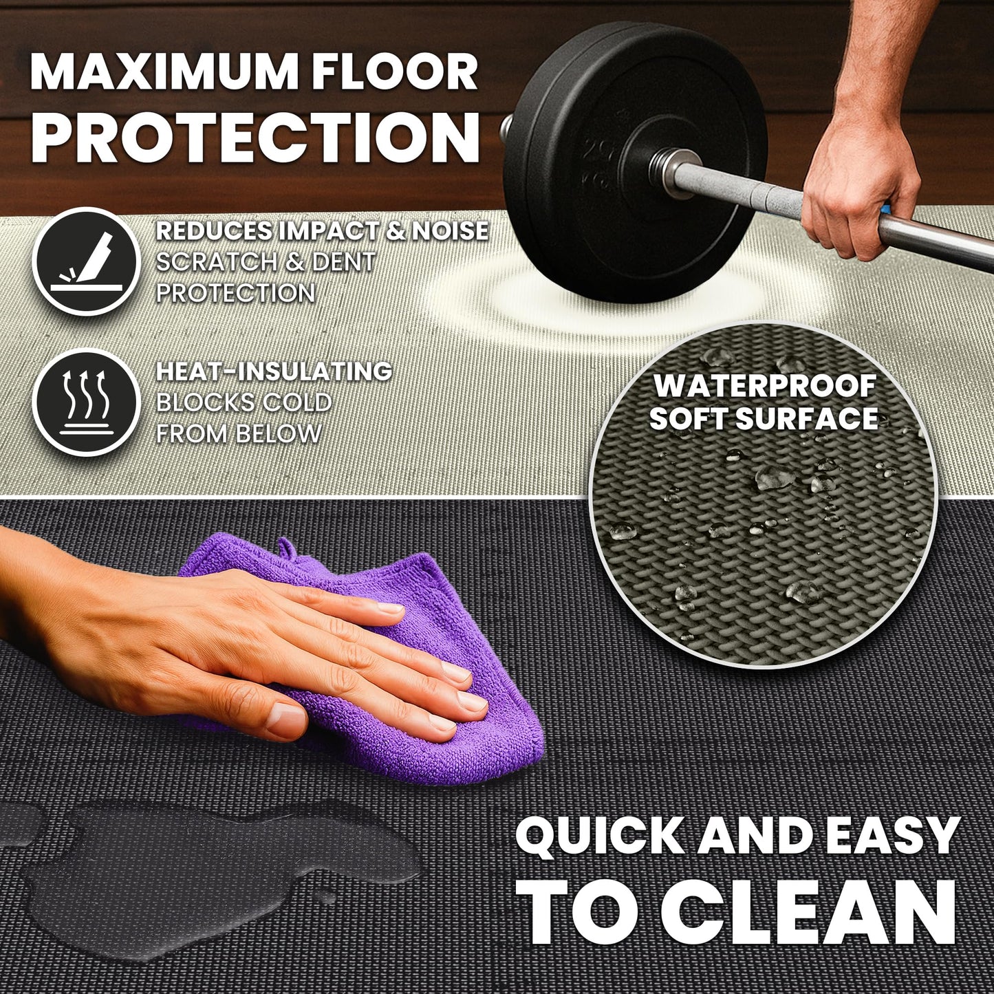 bemaxx Gym Mats Set - 18 pcs EVA Interlocking Foam Floor Tiles (12.6"x12.6"x0.4") 18sqft Protective Gym Flooring Sports Home Workout Exercise Mats Puzzle Garage Fitness Play-Room Pool Treadmill Bike