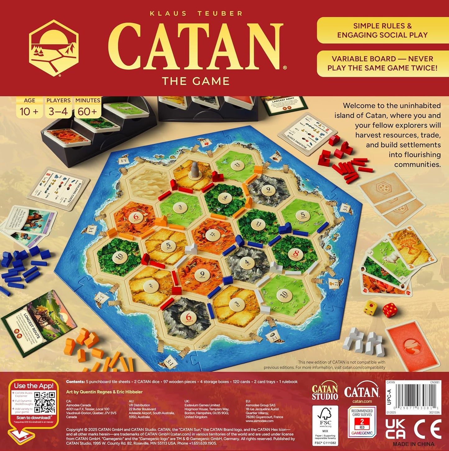Catan Board Game - Classic Strategy Game for Family Fun | 3-4 Players, Ages 10+, 60-90 Min Playtime