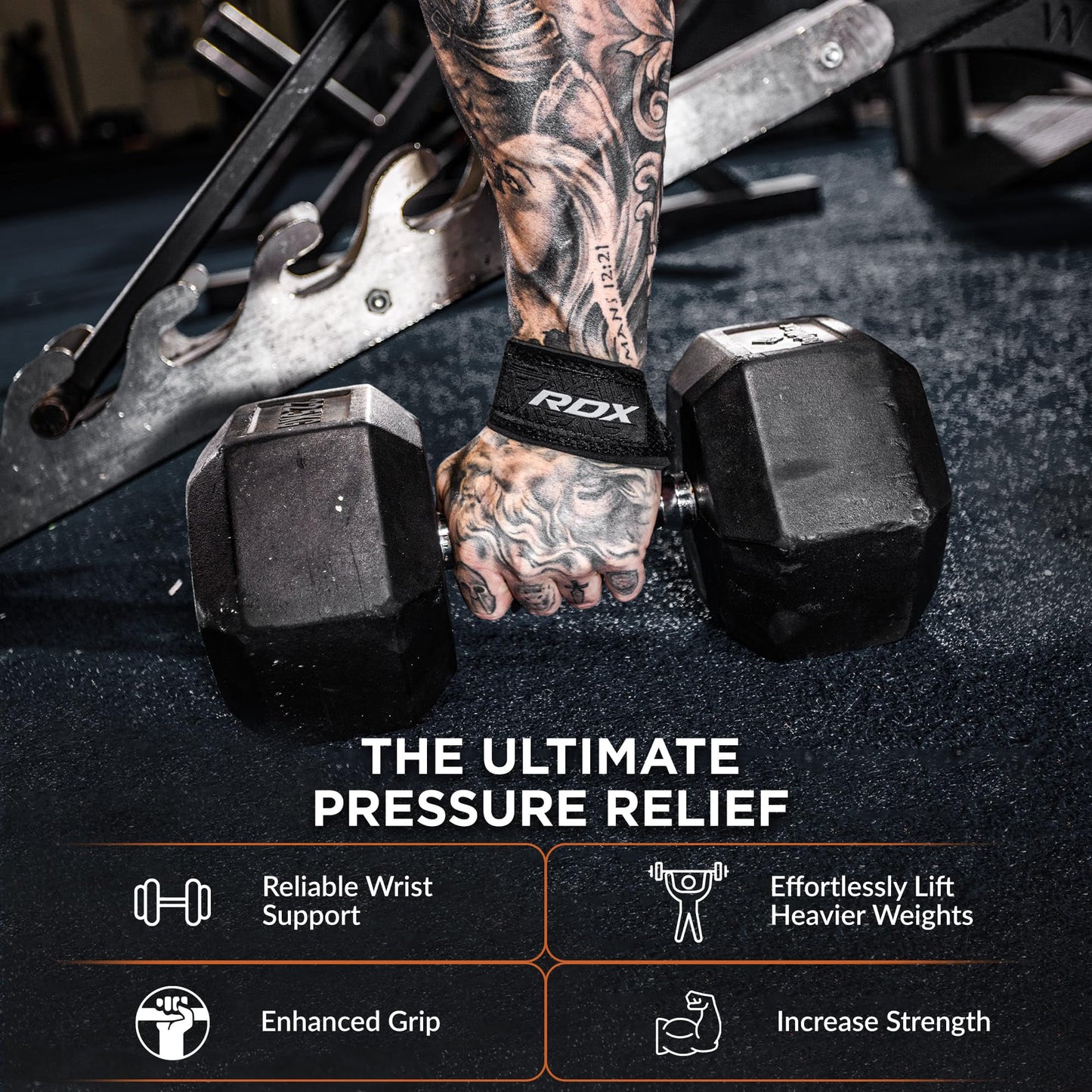 RDX Lifting Straps for Weightlifting –100% Cotton Heavy Duty Gym Wrist Strap with 5MM Neoprene Padding, 60CM Anti-Slip Hand Grip Wraps for Deadlifts Powerlifting Workouts Strength Training, Men Women
