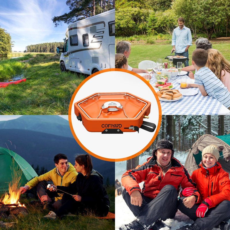 Cofiyard 1-Burner Propane Stove Portable Camping Stove with Carry Strap, Backpacking Camp Stove for Outdoor Cooking, Flick-Style Ignition, 8600 BTUs Gas Stove for Camping BBQ& More (Terracotta)