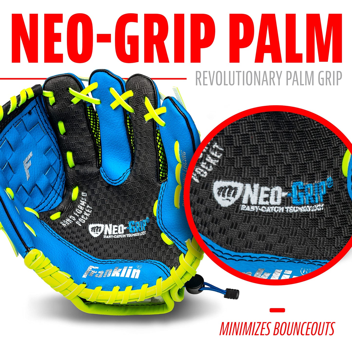Franklin Sports Neo-Grip Teeball Gloves, Blue, Right Hand Throw