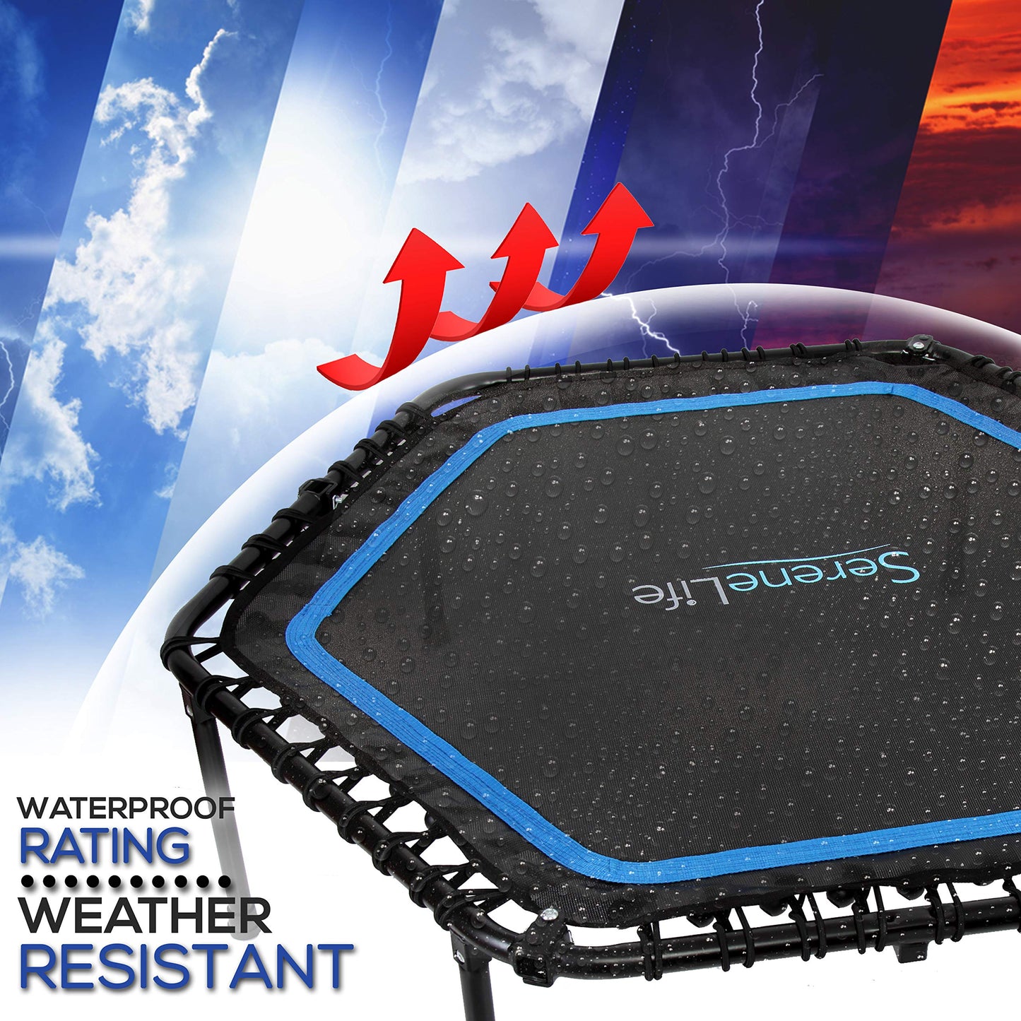 Fitness Exercise Rebounder Mini Trampoline - 48" Inch Hexagonal Jump Exercise Equipment Mini Trampoline for Adults - Rebounders Mini Trampolines for Adults with Bar Handle - SereneLife SLELT518 , Black