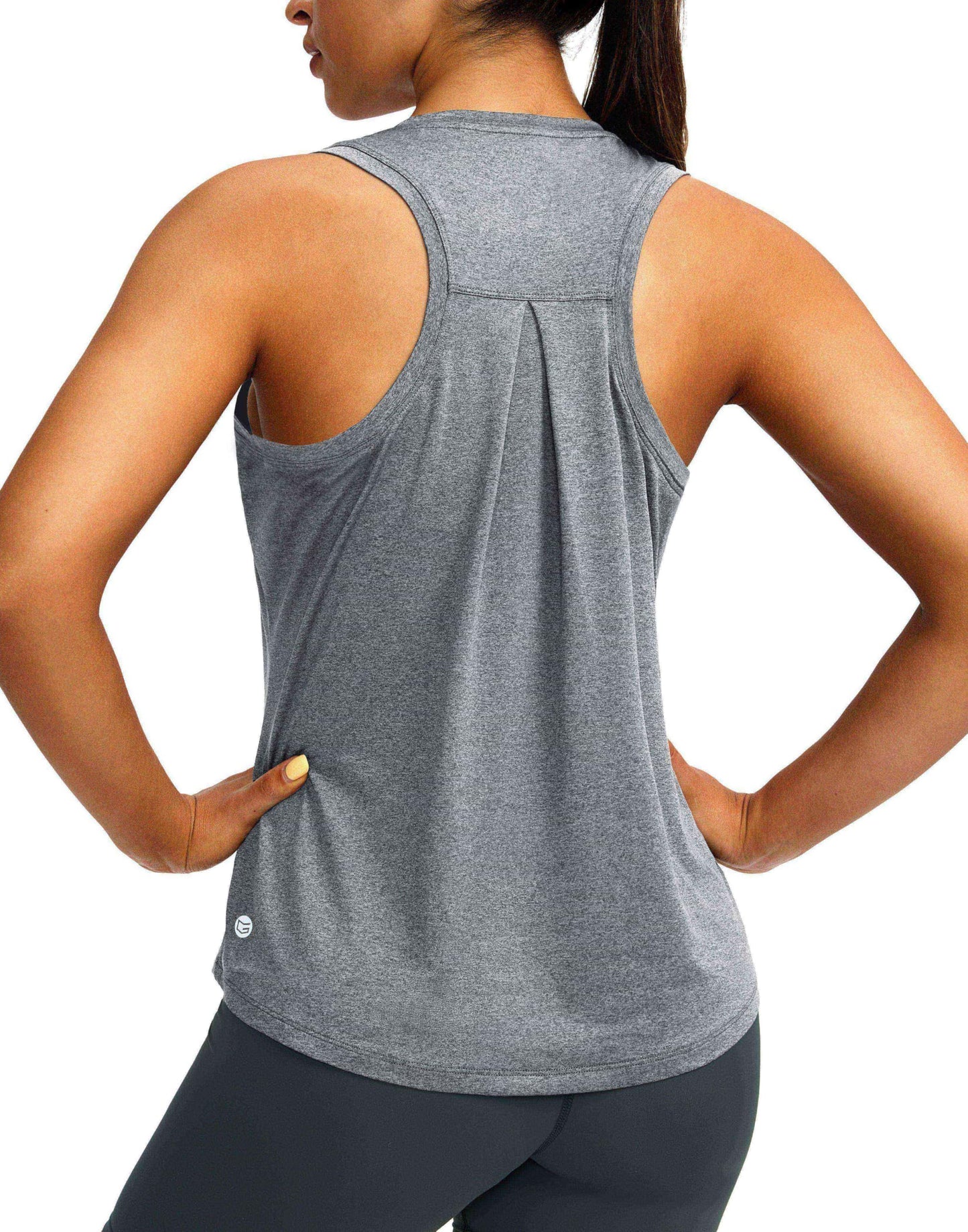 Women's Workout Tops Racerback Athletic Tank Tops Sleeveless Loose Fit Yoga Running Gym Shirts for Women(Heather Grey,M)