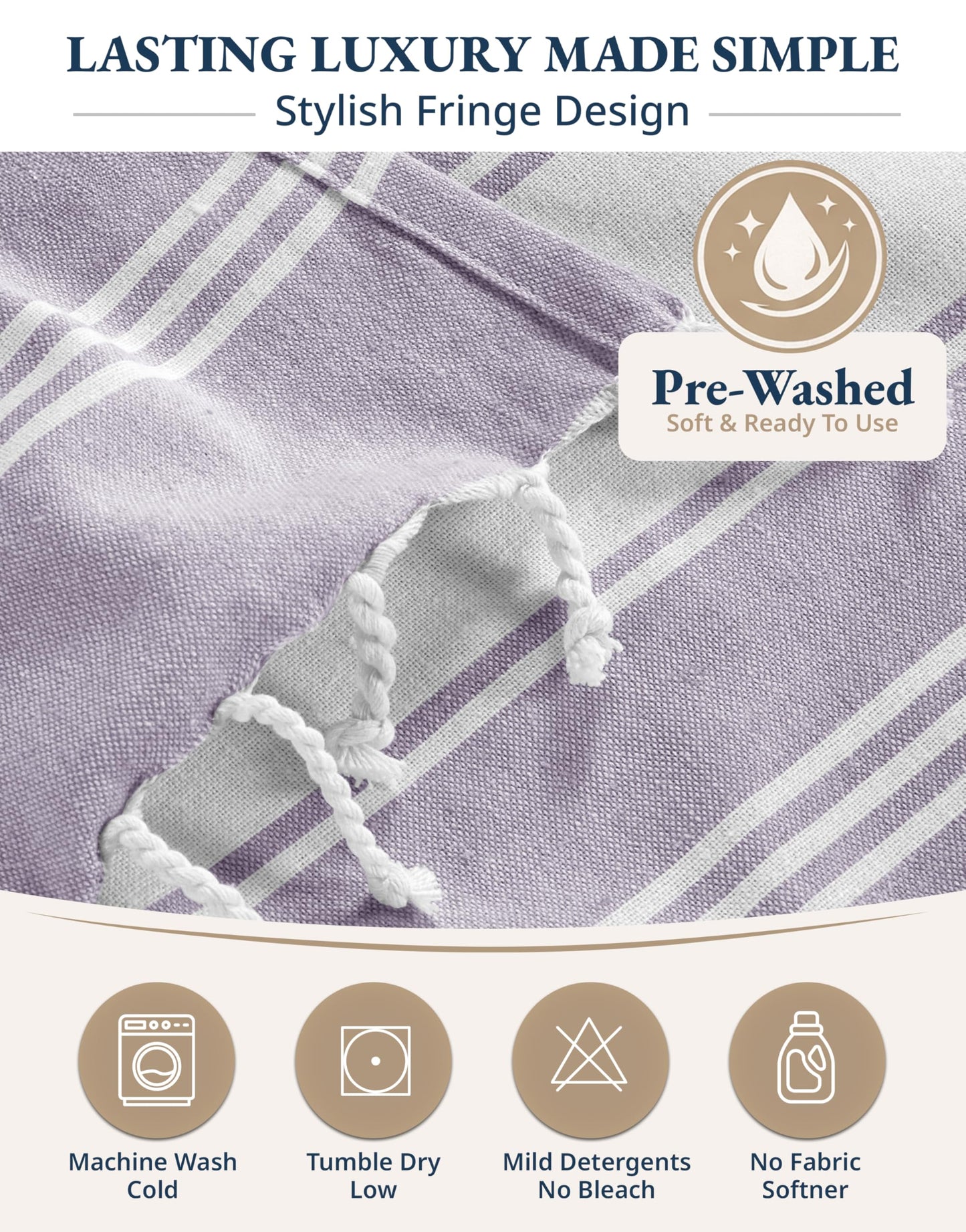 LANE LINEN Beach Towels 4 Pack Oversized - Turkish Towel Set, Pre-Washed Oversized Beach Towel, Quick Dry Beach Towels for Travel, Large Pool Towels, 39"x71" - Day Break