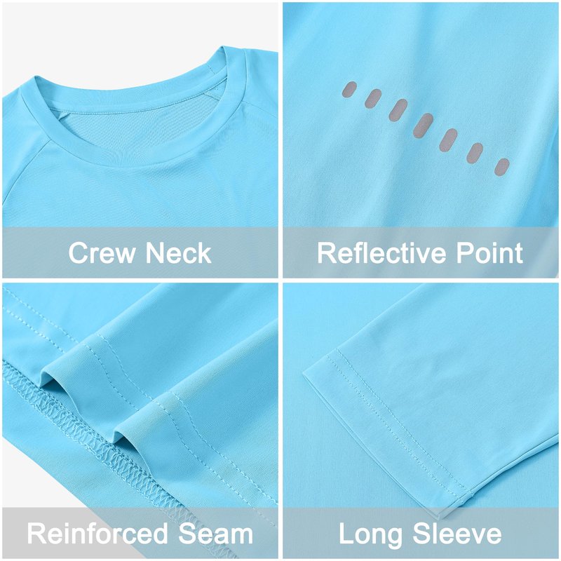 Men's Long Sleeve Rash Guard Swim Shirts UPF 50+ Sun Protection Dry Fit T-Shirt Athletic Tops for Running Hiking Fishing Sky Blue L