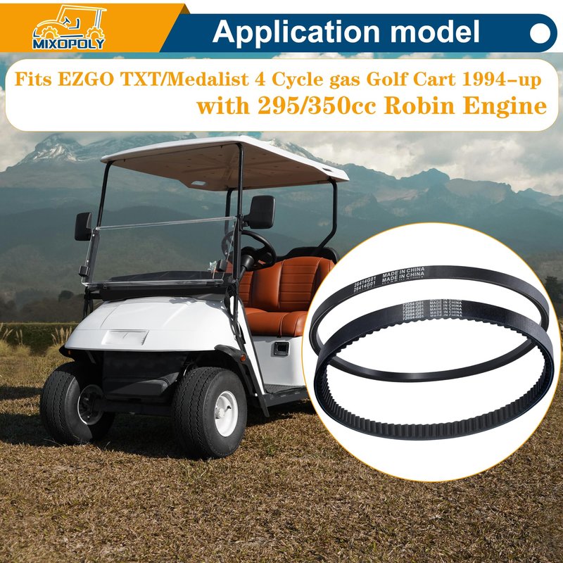 Mixopoly Starter Generator Belt & Clutch Drive Belt Kit for EZGO TXT/Medalist 4 Cycle Gas Golf Cart 1994-2013 with 295/350cc Robin Engine, Replace 72054G01, 72024G01, 72025G01, 26414G01, 630587