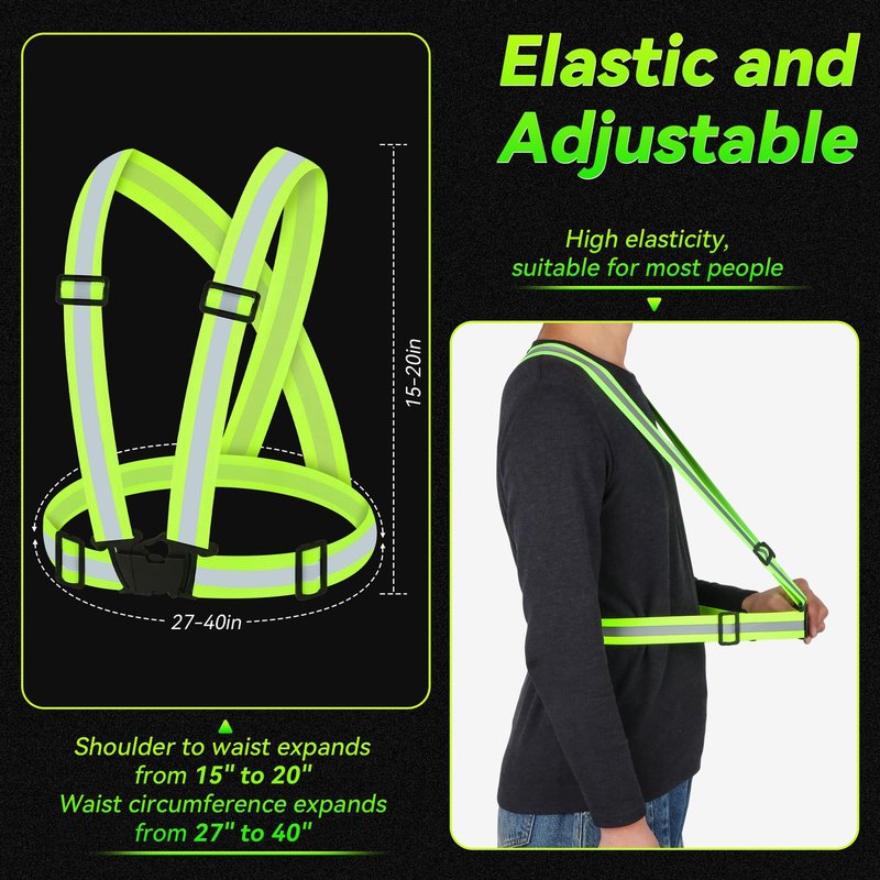UMIKOOL DIRECT 10PCS Reflective Vest Running Gear, High Visibility Adjustable Safety Vest for Outdoor Motorcycle, Dog Walking