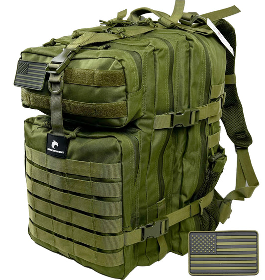 AMERICANPHOENIX 45L Elite Tactical Backpack | 3X Stronger Work & Military Backpack | Water Resistant and Heavy Duty | 3 Day MOLLE Bug Out Bag (Olive Green)