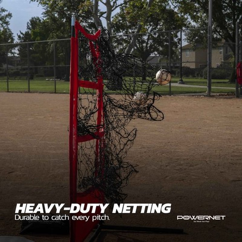PowerNet Pitching Zone Pro 9 Hole Strike Zone Softball & Baseball Net, Portable Pitching Net with Targets, Includes Sandbags & Carry Bag (9 Targets)