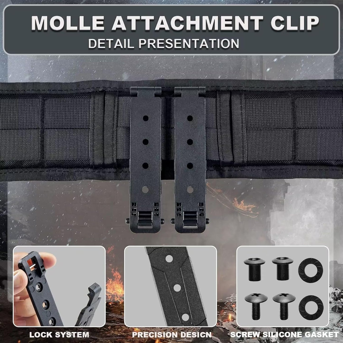 Molle Attachment Clips - Versatile Mounting Hardware for Vests, Backpacks & Holsters | Black