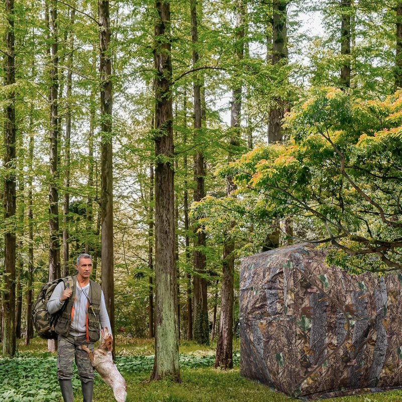 Hunting Blind - 270/360 Degree See-Through Ground Blind with Carrying Bag | Portable Camouflage Tent for 2-4 People