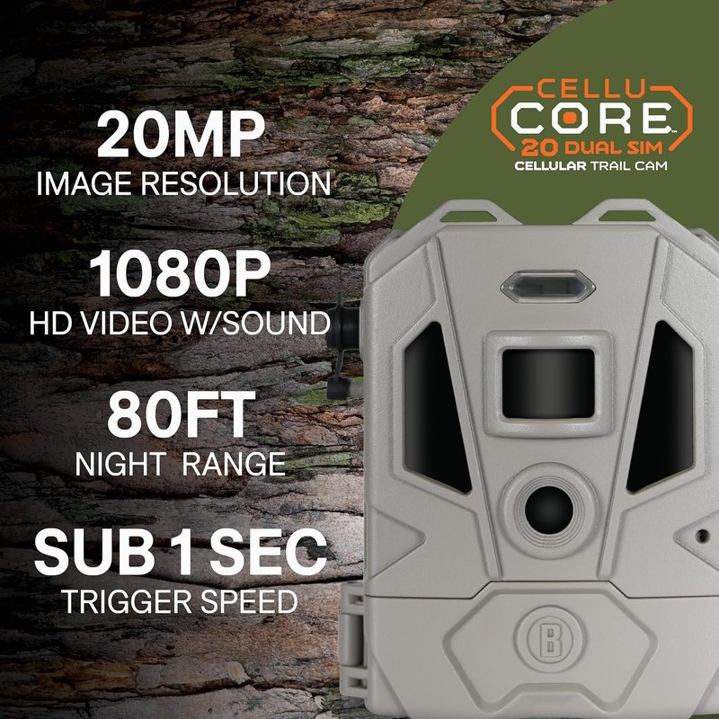 Bushnell CelluCORE 20 Trail Camera - 20MP Images, 1080p HD Video, No Glow Night Vision | Slate Green