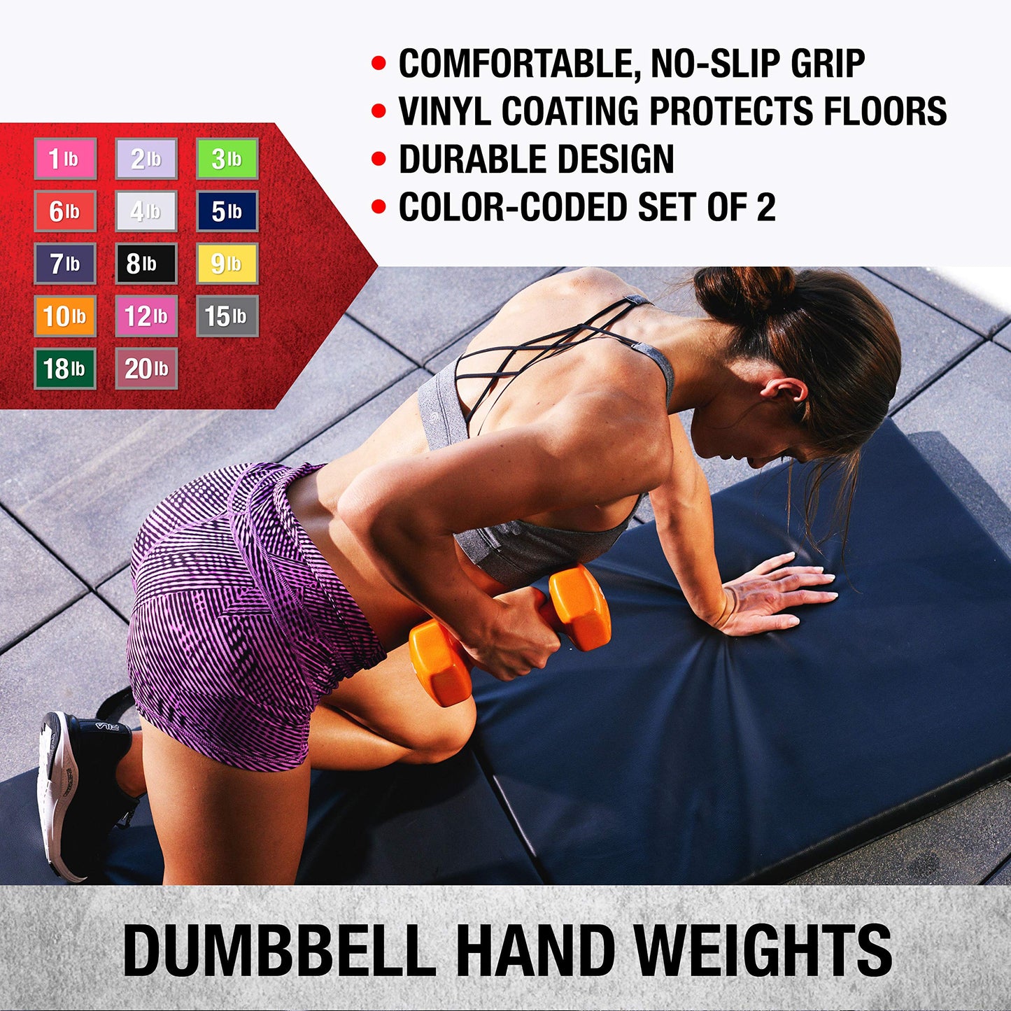 SPRI Deluxe Vinyl Coated Dumbbell Set (Dark Grey) - 15 lbs, Set of 2, Hand Weights for Muscle Toning, Step Aerobics, Strength Training, Professional-Grade Unisex Workout Equipment for Home & Gym