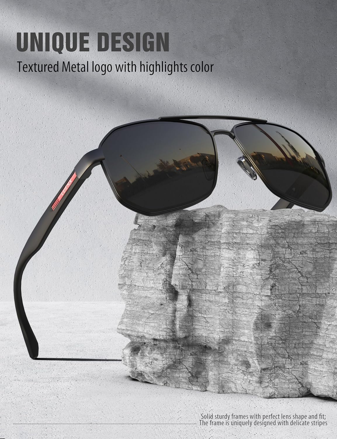 Aviator Sunglasses for Men - Polarized Polygon Lens with UV 400 Protection | Perfect for Driving & Outdoor Activities