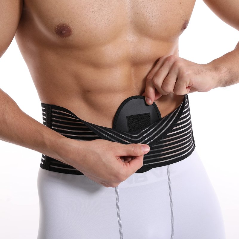 Umbilical Hernia Belt for men & women. Abdominal Binder - compression pad for naval (double thickness). Hernia support belt: ventral, incisional, epigastric, belly button hernias. Prevention aid (L/XL)