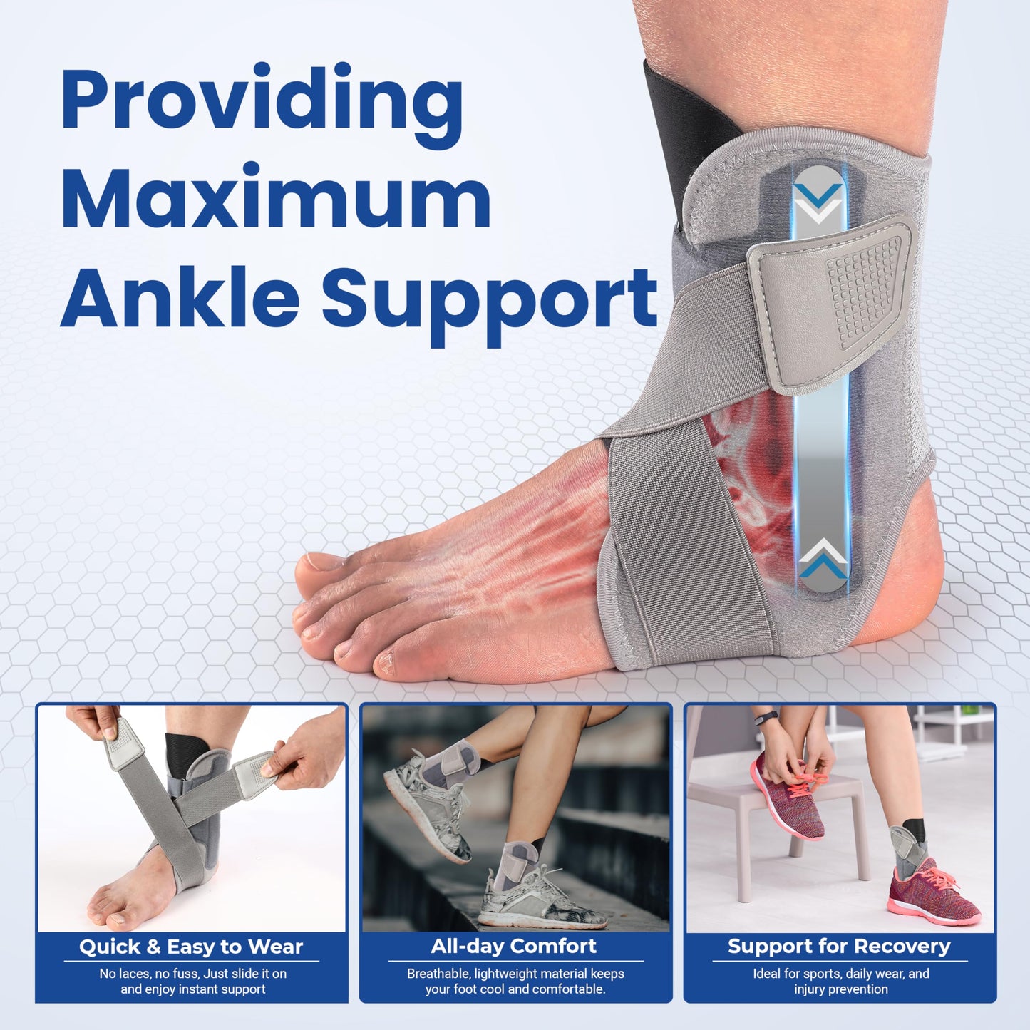 Awkstar Ankle Brace for Women Men, Ankle Support Brace for Injury Recovery, Sprain, Achilles, Tendon, Ankle Support for Women Men with Adjustable Wrap, Ankle Stabilizer for Sports