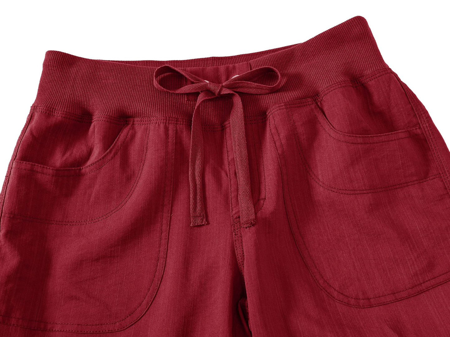 MoFiz Womens Capris Summer Cargo Shorts Lightweight Quick Dry Athletic Casual Travel Loose Ladies Outdoor Hiking Pants Pockets Wine Red 3XL
