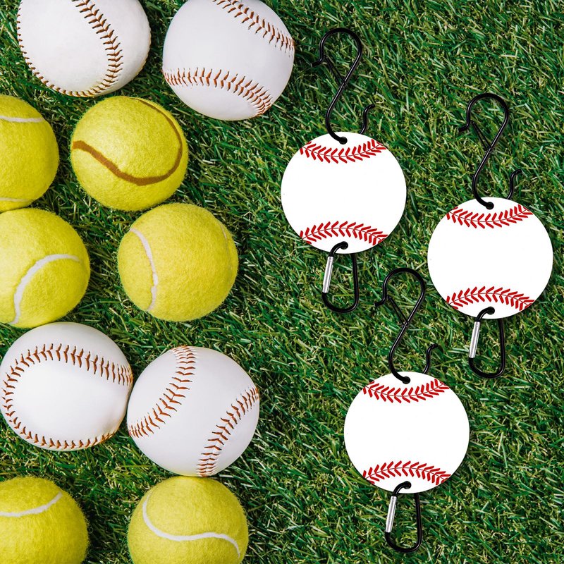 gisgfim 8 Pcs Bag Hook for Fence Personalized Baseball Bags Clip Sports Fence Hook with Acrylic Board for Bat Bag Water Bottle Backpack Baseballs Dugout Accessories Lover Player Gifts(Baseball)