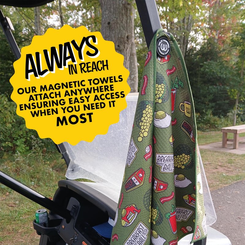 Wild Horses Magnetic Golf Towel 18x18 Microfiber Waffle Weave Style with Grey Golf Towel Magnet & Clip - Quick Dry Magnetic Towel for Men and Women