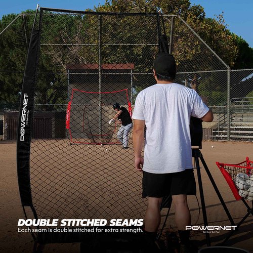 PowerNet Portable Baseball Practice Net for Pitching and Hitting, Softball Pitching Net, Pop Up Batting Cage Net Coach Shield from Errant Throws, Backyard Outdoor Training, 7 FT I-Screen (Black)