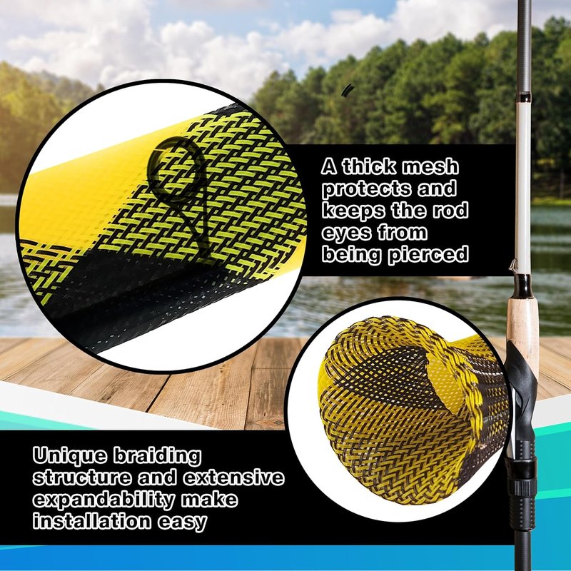 Fishing Rod Socks - Durable Pole Sleeves for Baitcasting & Spinning Rods | Fits 7ft & 8ft - 2-Pack