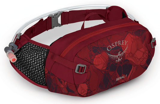 Osprey Seral 4L Unisex Biking Waist Pack with Hydraulics Reservoir, Claret Red