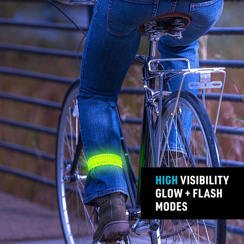Nite Ize SlapLit Rechargeable LED Slap Wrap - Light-Up Slap Band for Wrists or Ankles - Wristband for Nighttime Visibility - Running, Biking, Hiking & More - Neon Yellow with Green LED