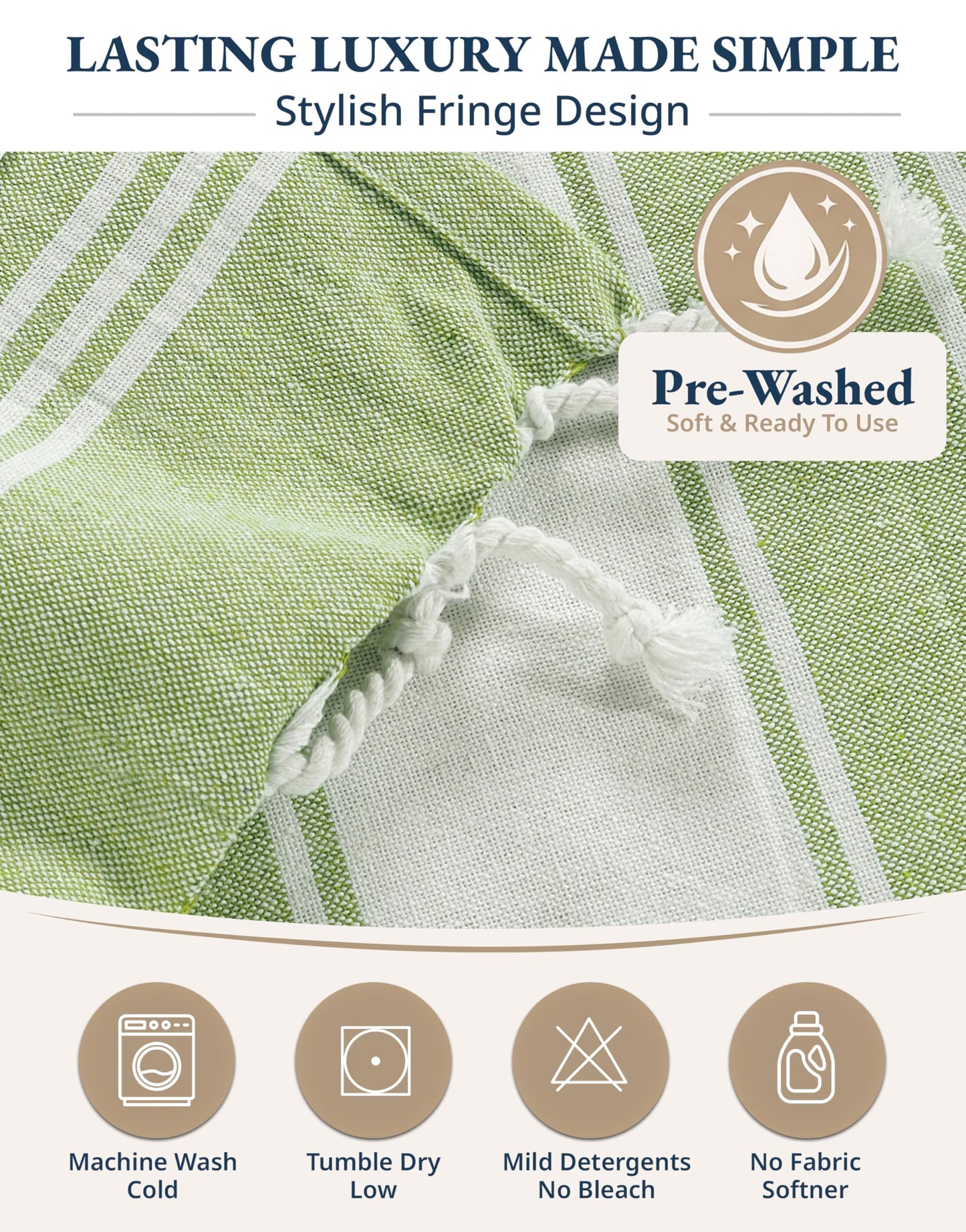 LANE LINEN 6 Pack Turkish Beach Towels, Oversized, 39"x71" - Beach Party