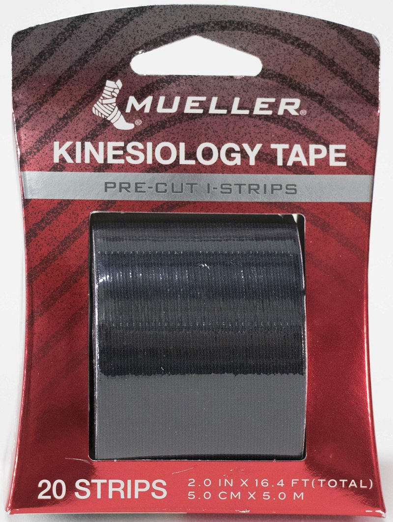 MUELLER Sports Medicine Kinesiology Therapeutic Tape, Quality Athletic Tape, Latex Free, 20 Pre-Cut I-Strips, 2" x 9.75" Each Strip, Black