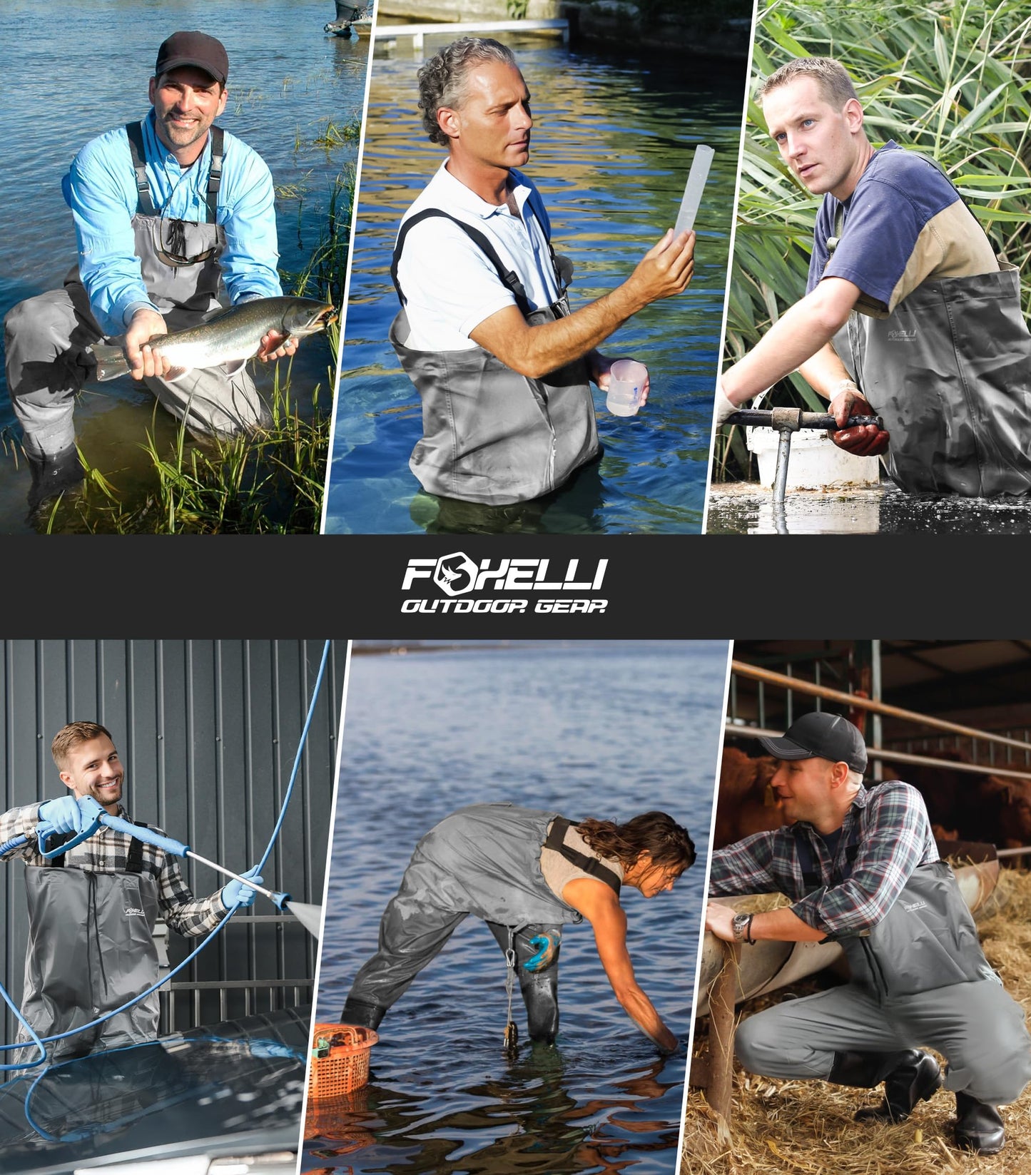 Foxelli Chest Waders - 2-ply Nylon/PVC Waterproof Lightweight Fishing Waders for Men & Women with Boots