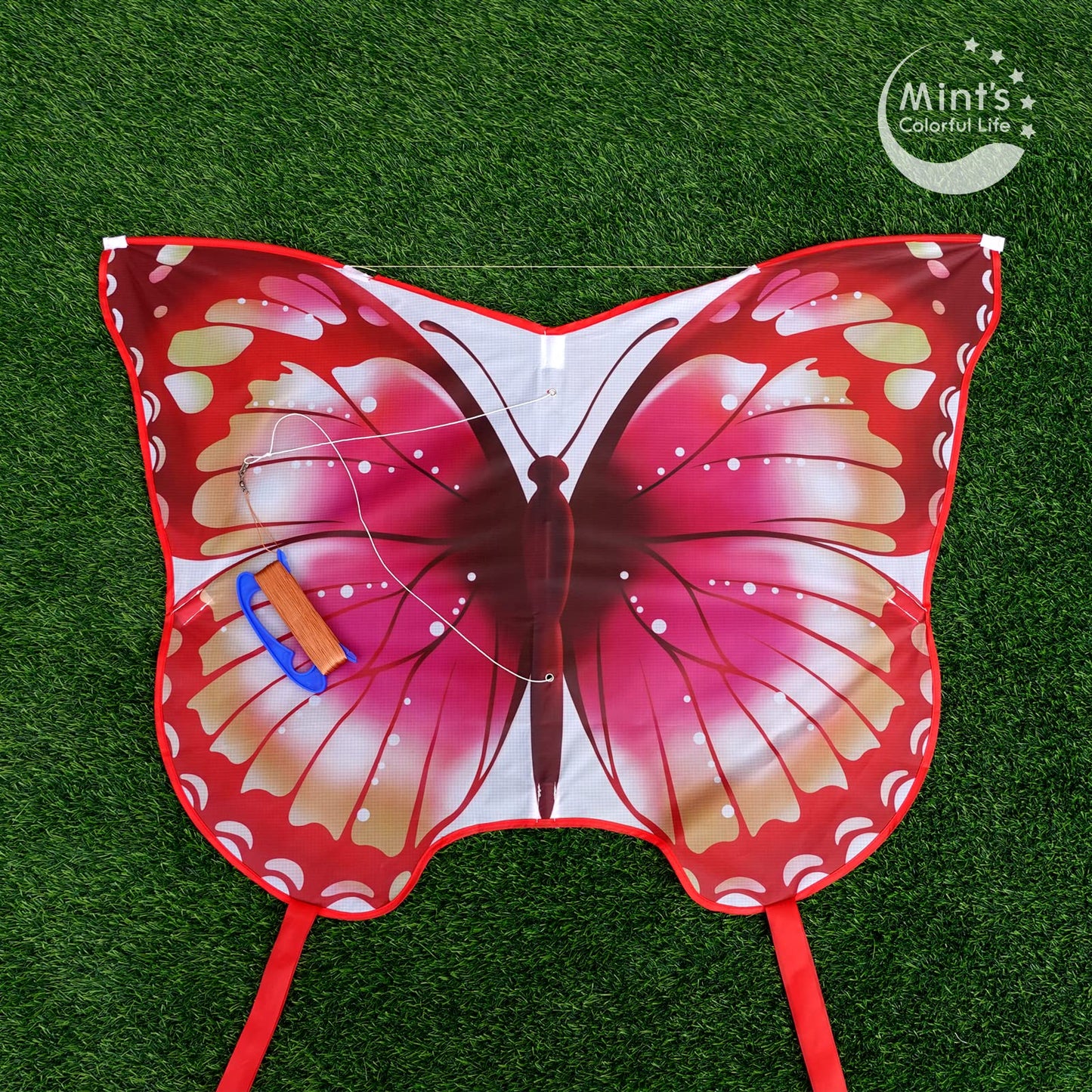 Mint's Colorful Life Butterfly Kite for Kids & Adults Easy to Fly, Large Single Line Kites with 300ft String Kite Handle (Pink)