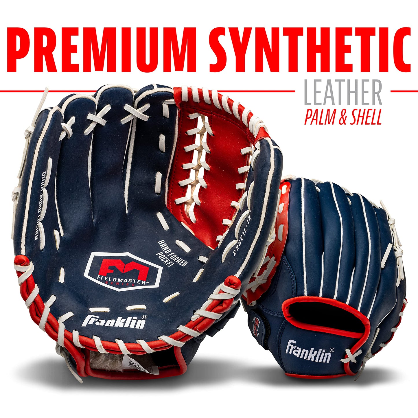 Franklin Sports Baseball and Softball Glove - Field Master - Baseball and Softball Mitt , Red, White, Blue, 12.0"