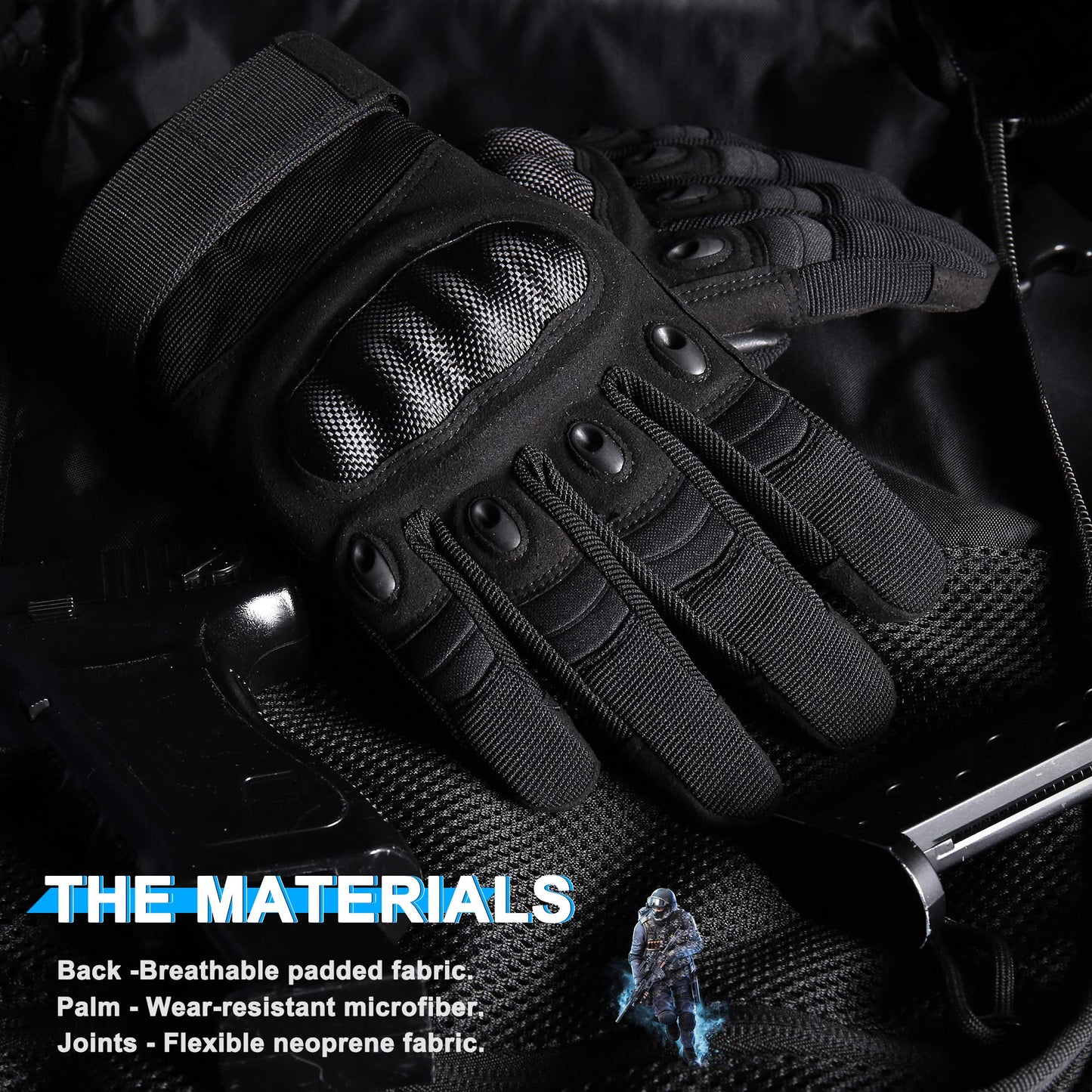 WTACTFUL Touchscreen Motorcycle Tactical Gloves for Men for Airsoft Paintball Cycling Motorbike MTB Bike ATV Hunting Hiking Riding Work Outdoor Sport Work Gloves Black Small