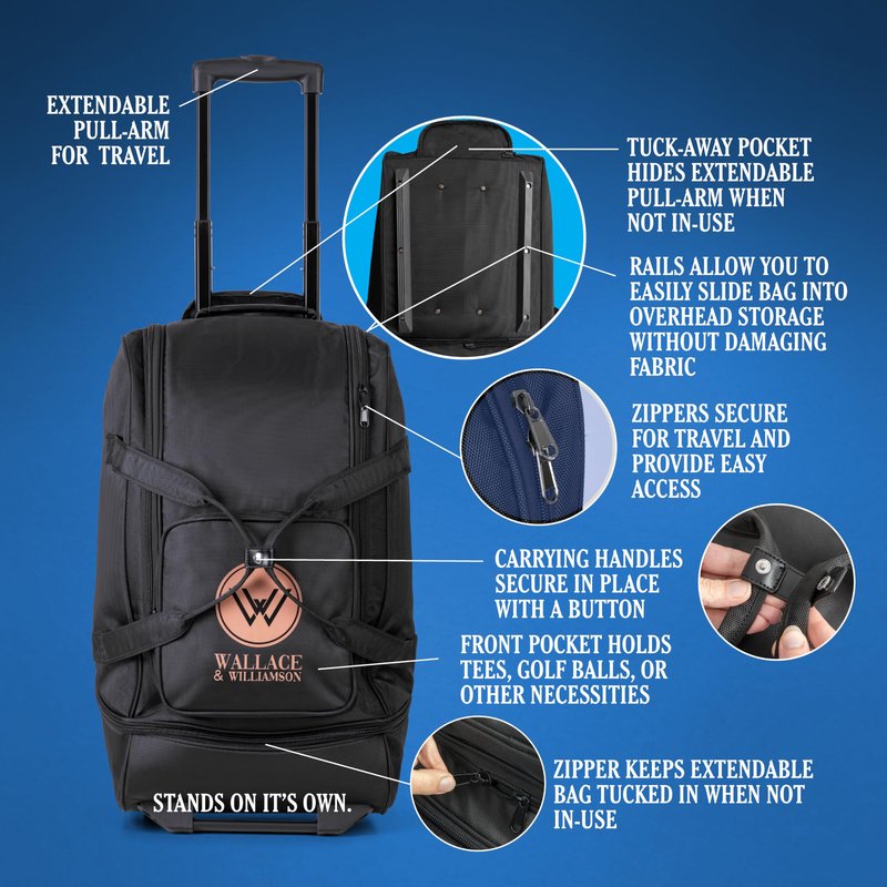 Golf Travel Bag with Wheels – Padded Airline-Approved Golf Club Travel Cover, Heavy-Duty Soft Sided Flight Bag with Reinforced Base & Carry Handles – Fits Full Size Cart & Stand Bags