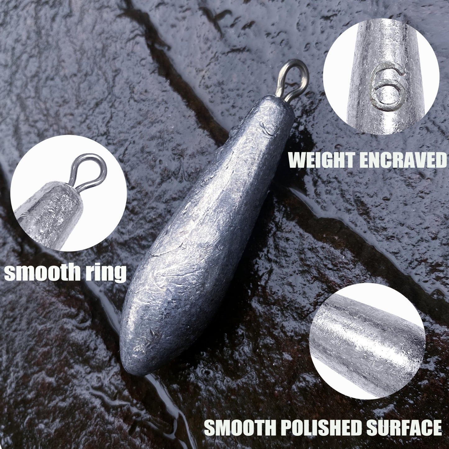 TKHDBF Fishing Weights Sinkers, Teardrop Drop Shot Weights for Bass Fishing