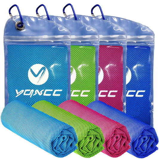 YQXCC 4 Pack Cooling Towel (47"x12") Ice Towel for Neck, Microfiber Cool Towel, Soft Breathable Chilly Towel for Yoga, Sports, Golf, Gym, Camping, Running, Fitness, Workout & More Activities