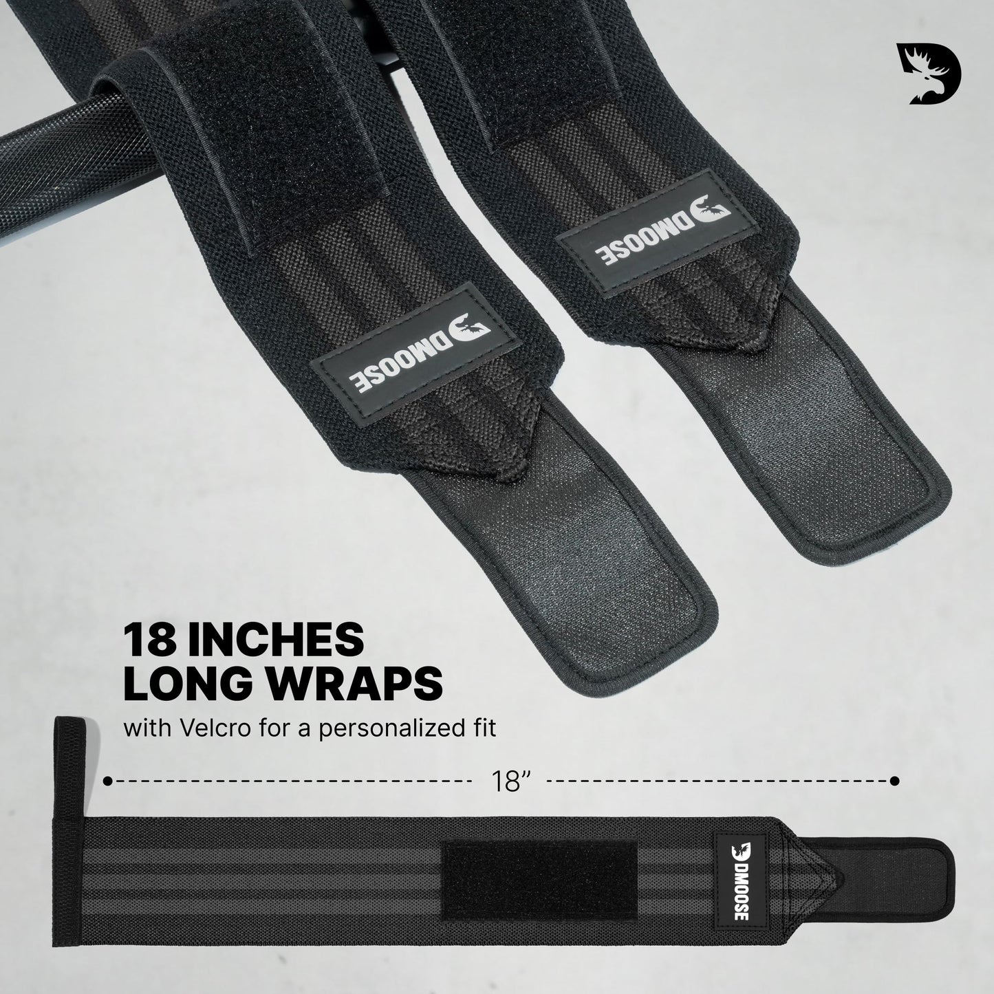 DMoose Wrist Wraps Weightlifting Men 12 and 18 Inches Thumb Loops with Wrist Support for Workouts Powerlifting Wrist Straps for Weight Lifting Men and Women Black Stripes